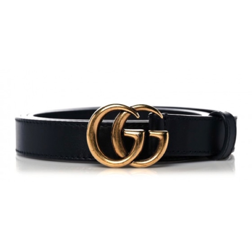 New New Gucci 20mm GG Marmont Black Leather Belt size 85/34